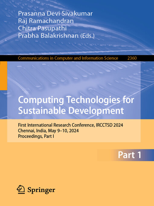 Title details for Computing Technologies for Sustainable Development by Prasanna Devi Sivakumar - Available